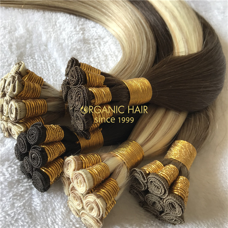 Human full cuticle hair hand tied wefts hot sales X231